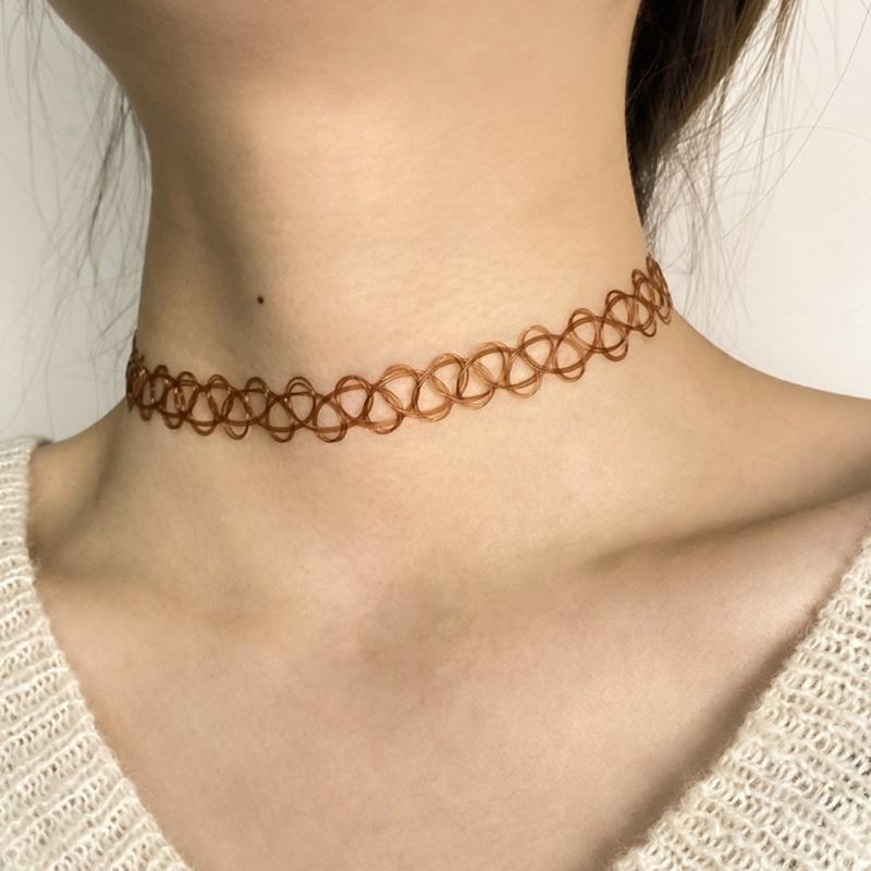 12Pcs Sell Vintage Hippy Stretch Tattoo Choker Necklace Elastic Chocker Necklace Fishing Line Tattoo Necklace Elastic