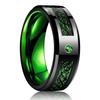 Fashion 8mm Men Stainless Steel Celtic Dragon Rings Inlay Orange Carbon Fiber Rings For Men Women Wedding Band Jewelry