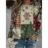 Women's Plus Size Christmas Sweatshirt - Vintage Patchwork with Snowflakes & Xmas Trees, Super Cozy & Stylish for Holiday Season! Grab Yours Now!