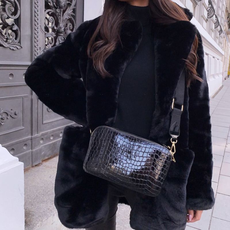 Осеннее и зимнее пальто из искусственного меха больших размеров, экологически чистое пальто средней длины