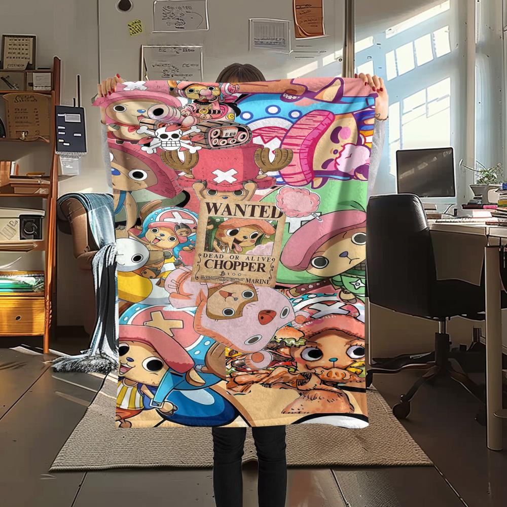 1PC Tony Tony Chopper Patterned Flannel Blanket Suitable For All Seasons For Home Decor Warmth And Comfort Gifts Holiday Present