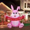 1.5M Inflatable Easter Bunny Pink LED Light Up Outdoor Decoration