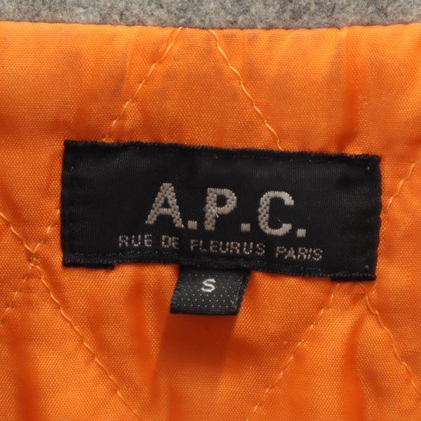 A.P.C. Шерстяное двубортное пальто S серое Стеганая спинка Женское Б/у