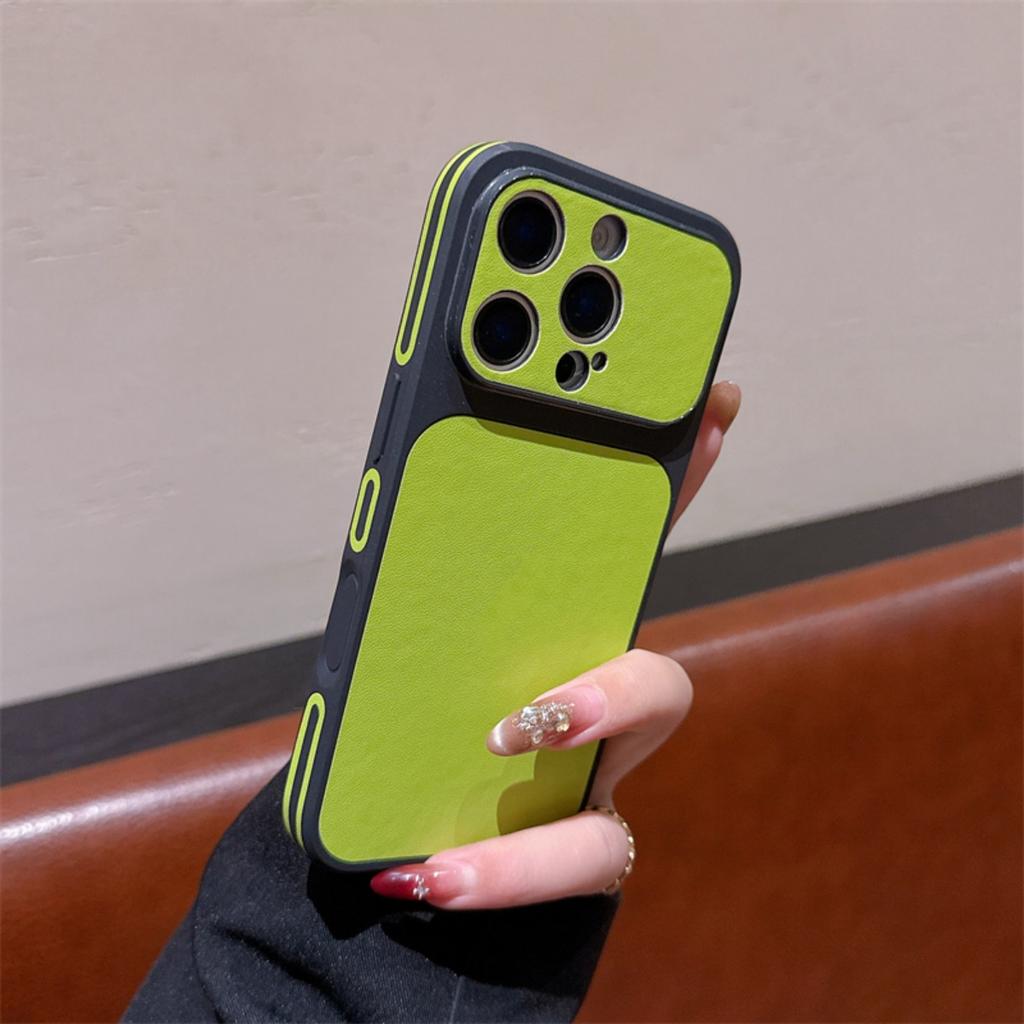 Боковая Однотонная Кожаная Чехол-Бампер Для Телефона iPhone 17 16 15 14 13 Pro Max С Большим Окном Матовый Ударопрочный