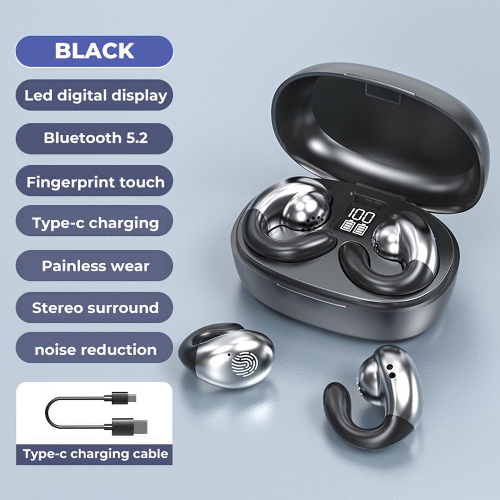Bluetooth-наушники с истинной костной проводимостью, серьги-клипсы, беспроводные наушники с микрофоном, сенсорное управление, спортивные гарнитуры