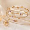 Metal Wide Open Bangle Gold Color Flower Bracelet Elegant Opening Arm Bracelet  Women's Accessories