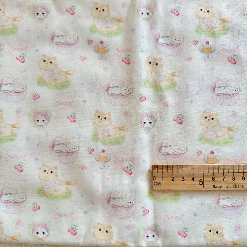 100% Cotton Digital Print Fabric: Cat, Puppy, and Floral Designs for Women's, Children's, Family Wear, and Loungewear DIY.