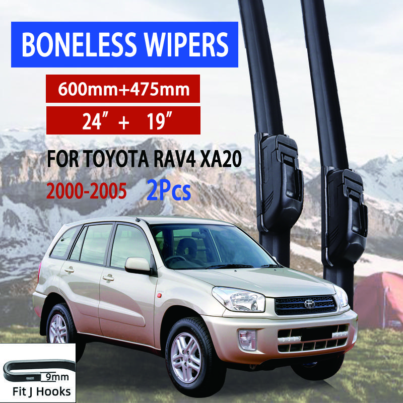 Для Toyota RAV4 XA20 2000-2005 автомобильный стеклоочиститель U-образный мягкий резиновый бескаркасный без кронштейна автомобильные дворники 24"+19"