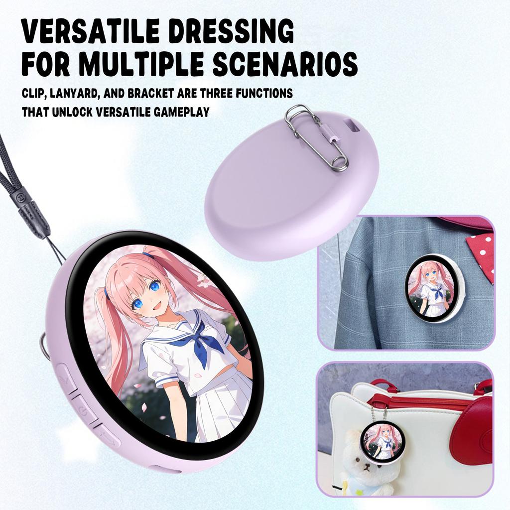 Electronic Anime Pin With HD Touchscreen, 2026 New Digital Photo Display Gift, Custom Kawaii Badge For Backpacks And Conventions Photo Name Tag Pins