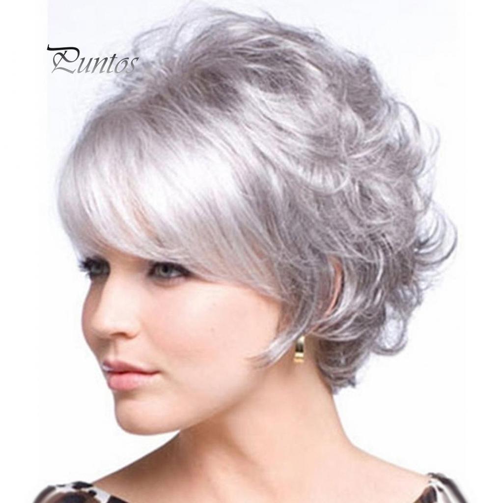 Beautiful Secret Grandmother Gray Short Curly Wig Fluffy Matte Synthetic Hairpiece