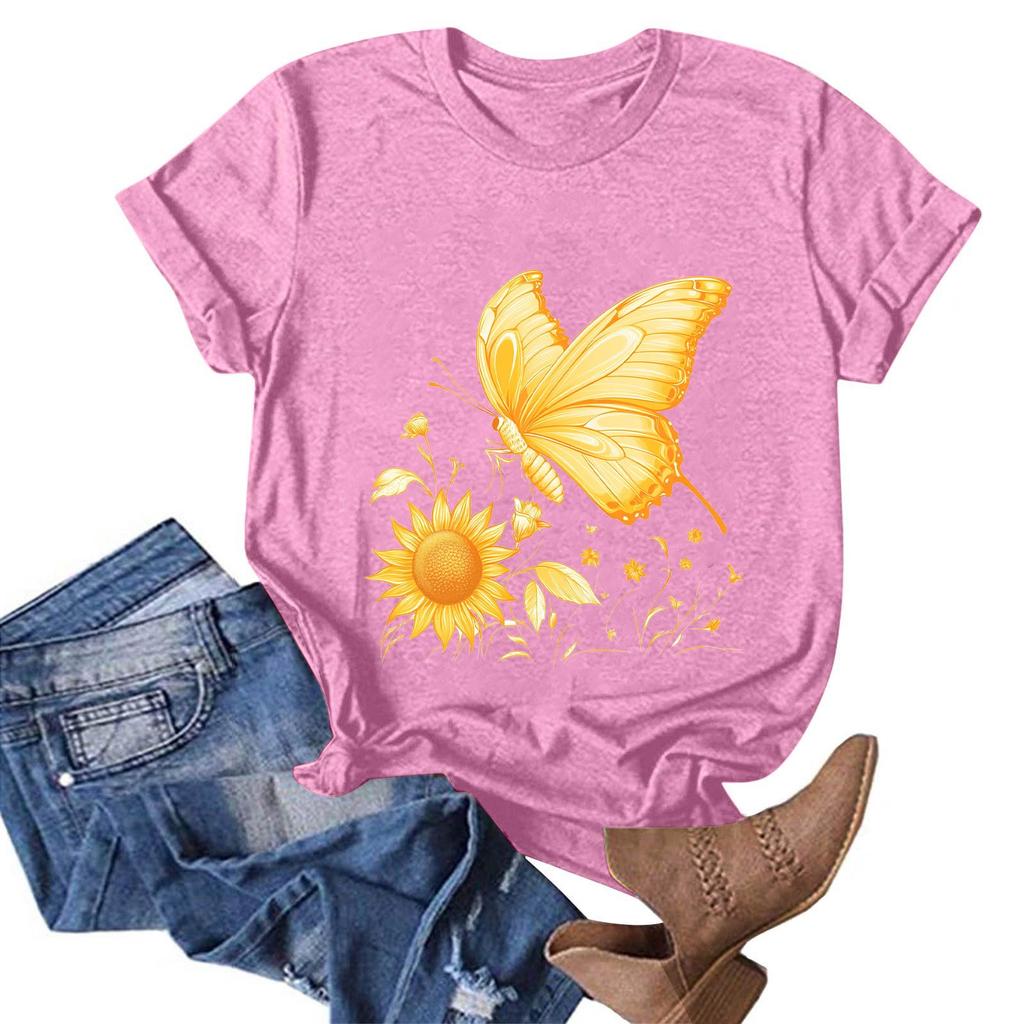 Женская модная повседневная футболка с круглым вырезом и принтом, пуловер с короткими рукавами, топ