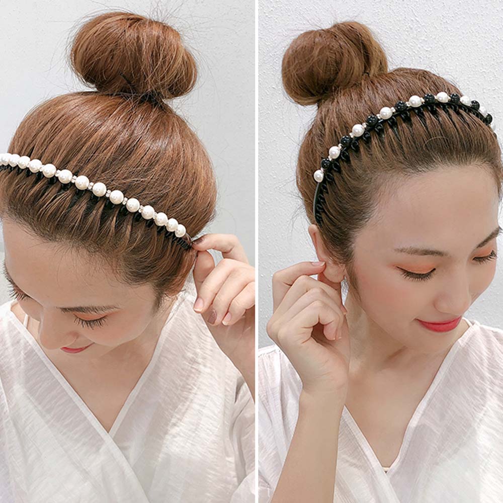 Korean Rhinestone Non-slip Toothed Wash Face Hair Hoop Pearl Headband Hair Accessories Hair Band