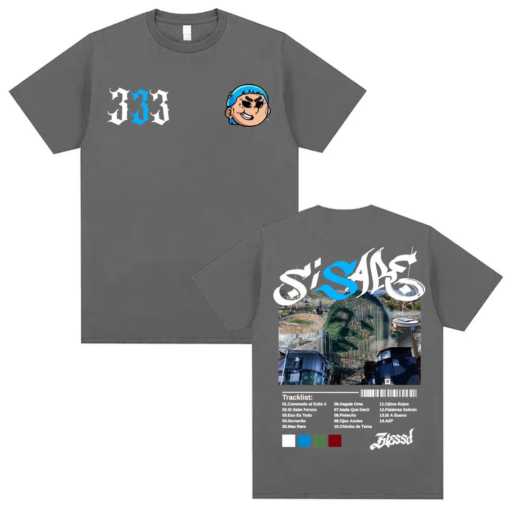 Rap Singer Blessing Si Sabe Album Tour Merch Tshirt 2026 Summer Mens Womens Luxury Hiphop Tshirt Cotton Oversized Tshirt