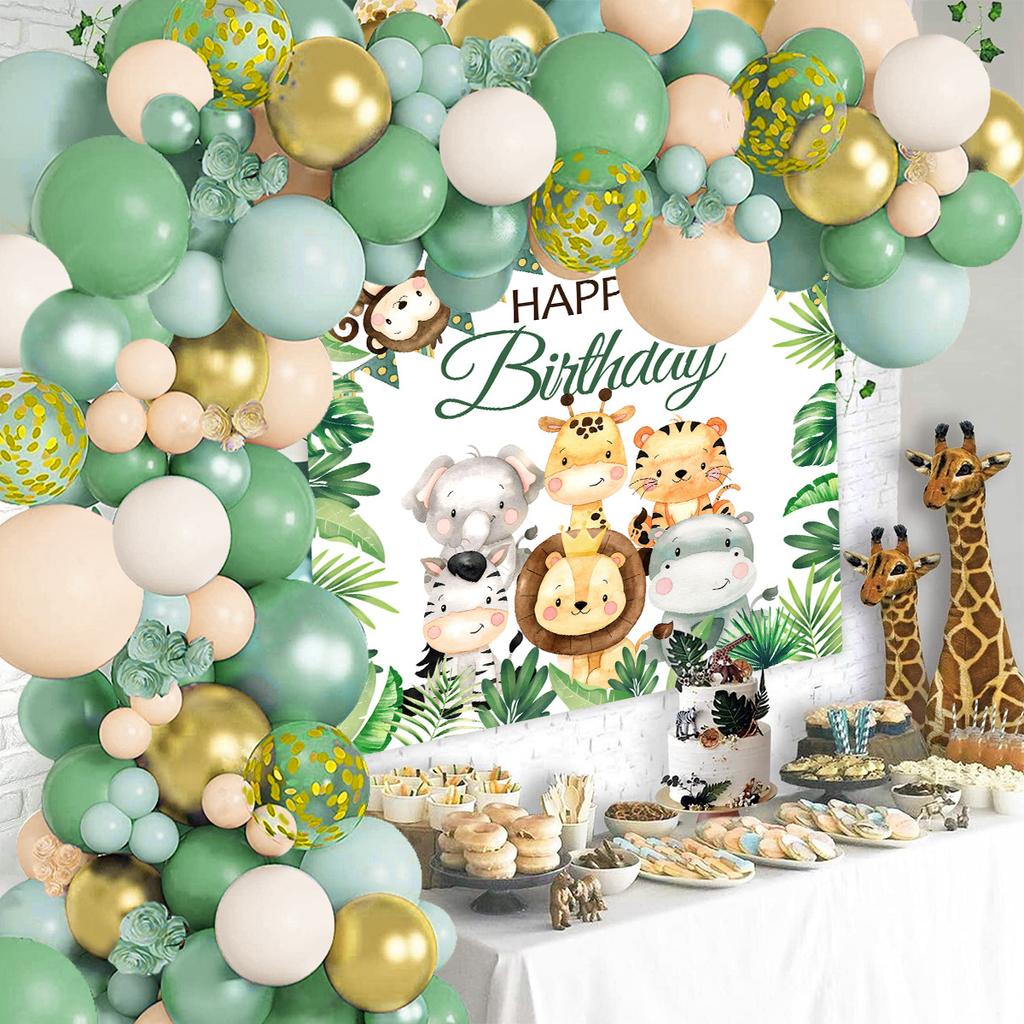 Jungle Animal Balloon Background Set Jungle Safari Birthday Party Decoration Kids Boy Birthday Party Supplies Baby Shower Decor