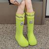 Новые женские непромокаемые ботинки с высоким голенищем, водонепроницаемые и нескользящие водные ботинки, бархатные длинные резиновые сапоги, износостойкие модные взрослые резиновые ботинки