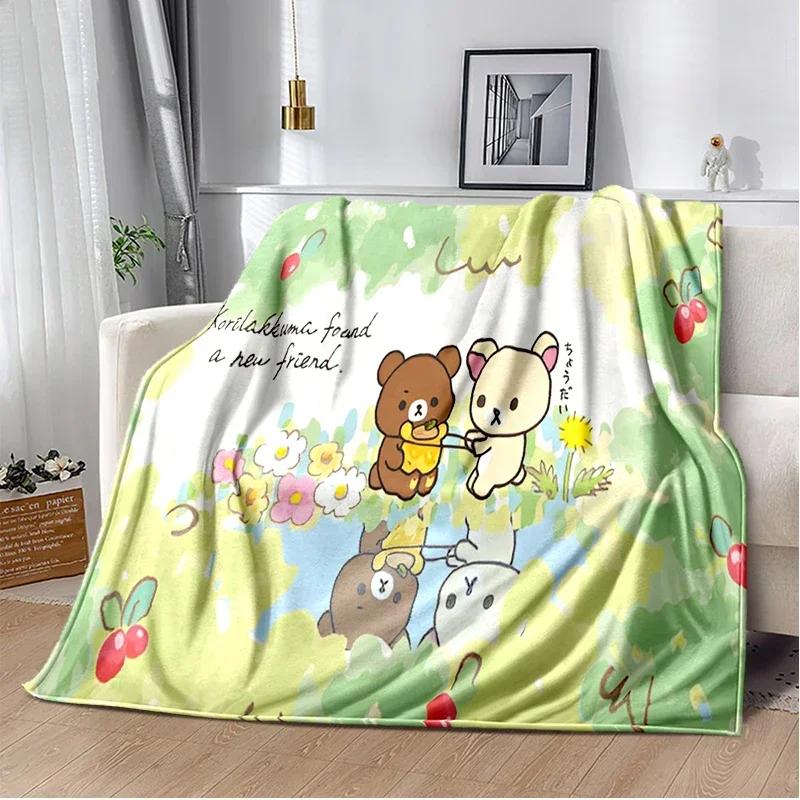 Мультяшный Rilakkuma Аниме Девочки Пледы Одеяло для Ребенка Поход Пикник Кровать Супер Мягкое Милое каваи Фланелевое Одеяло подарок на день рождения