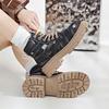 Fashion Denim Women's Ankle Boots Lace Up Commuter Female Boots Patchwork Fabric Platform Woman Low Heel Sports Boots