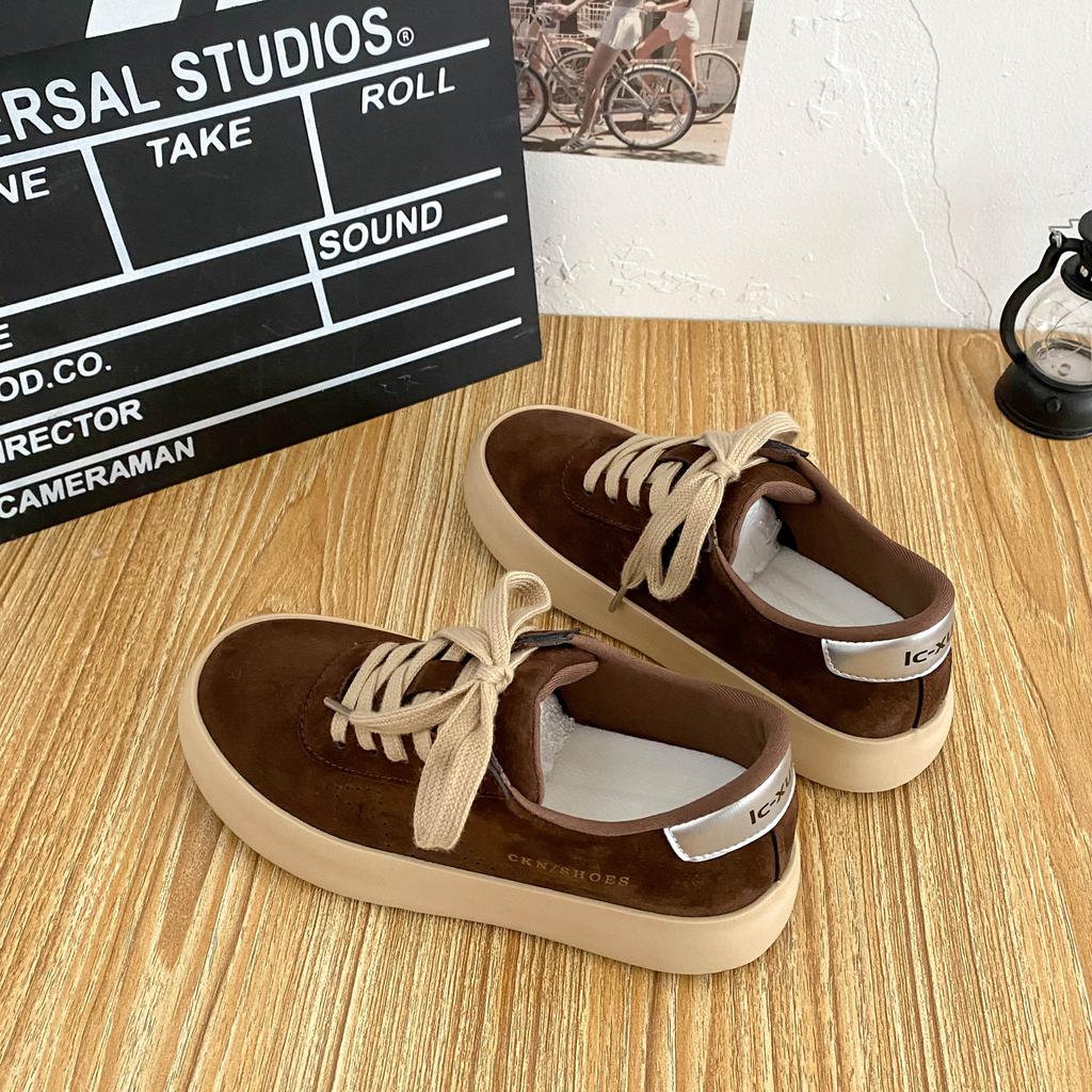 6591 латексные стельки осенне-зимняя обувь на платформе ретро женская обувь 2024 новая нишевая круглая немецкая обувь для тренировок повседневная