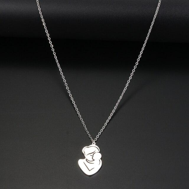 Ожерелья из нержавеющей стали, семейное колье с подвеской в виде матери и ребенка, модное ожерелье для женщин, ювелирные изделия, подарки на день рождения