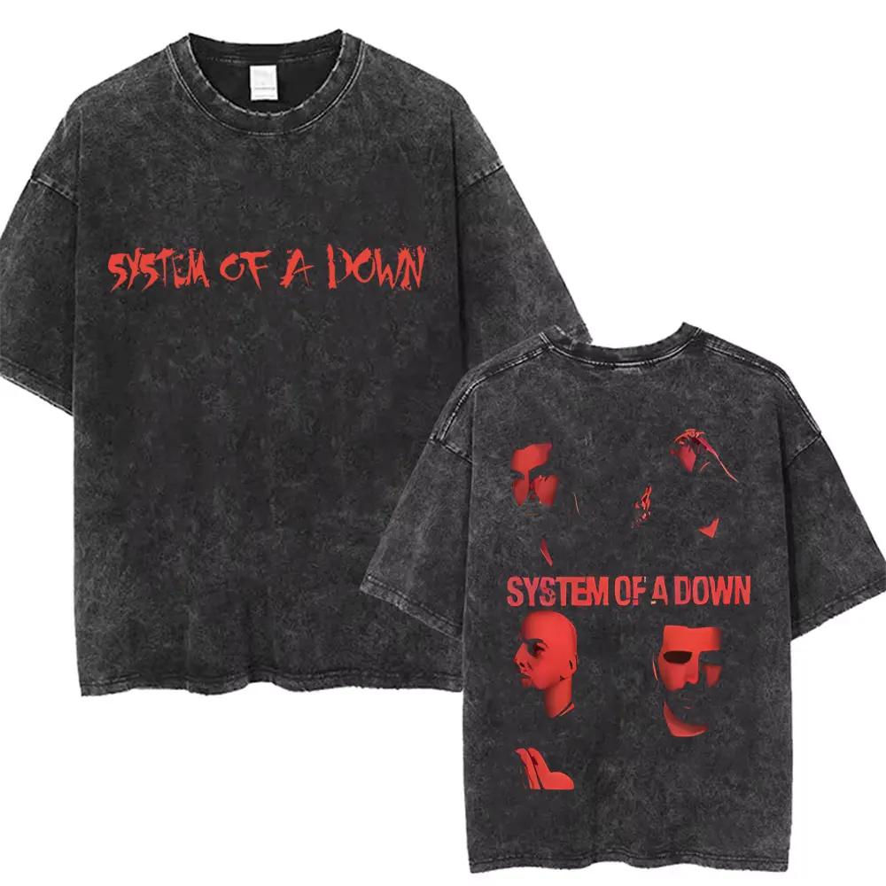 Washed Vintage System of A Down Pigeon Graphic Tshirt Male s Alternative Metal Band Tshirts Men Women Rock Oversized T Shirt