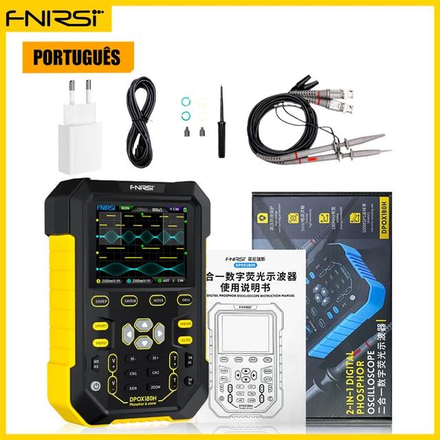 FNIRSI DPOX180H Handheld Dual Channel Digital Oscilloscope 180MHz-3DB 2 In 1 Function Signal Generator Fluorescence Display ZOOM
