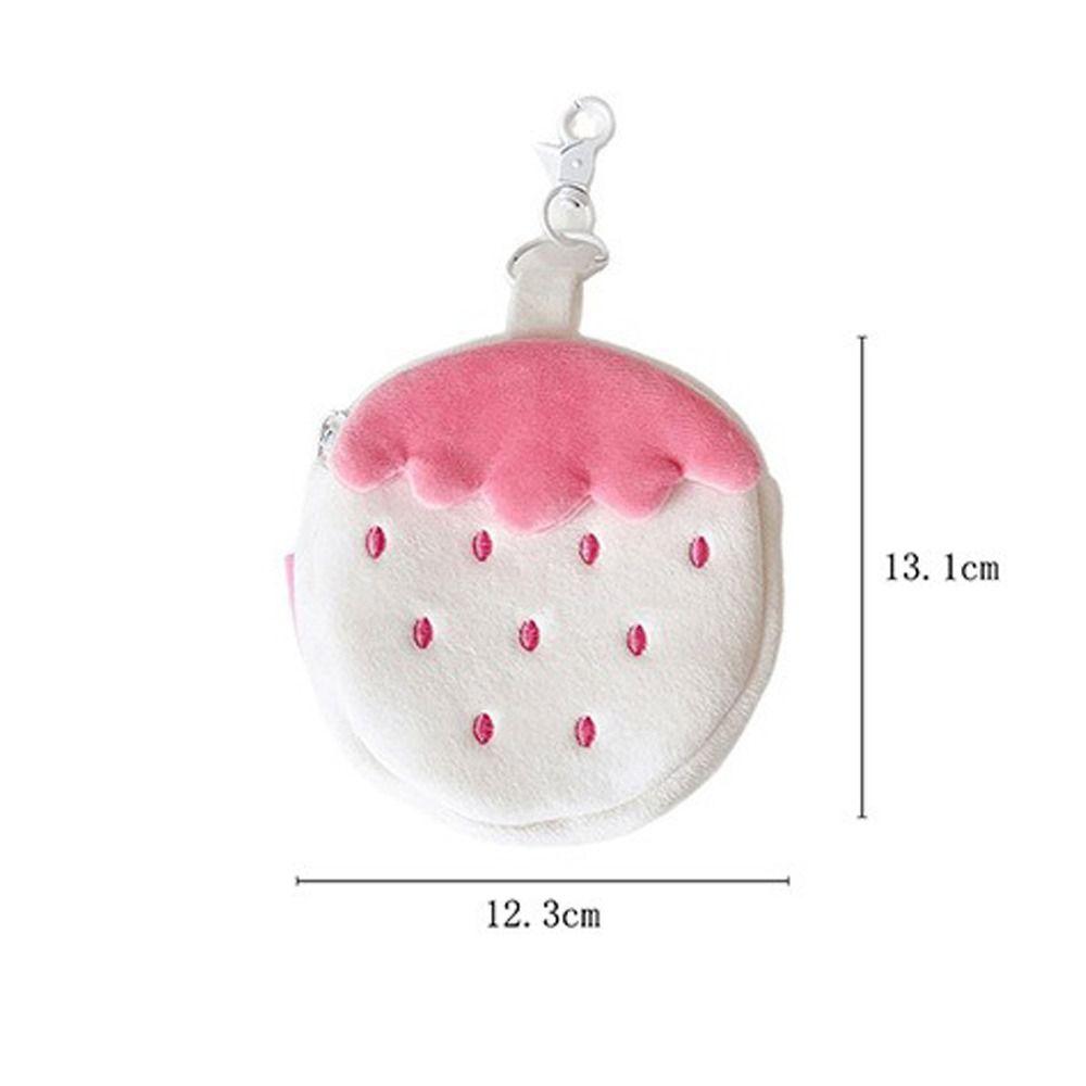 Multi-functional Strawberry Wallet Soft Cartoon Campus Card Storage Bag Hanging Earphone Lipstick Storage Pouch for Women Girls