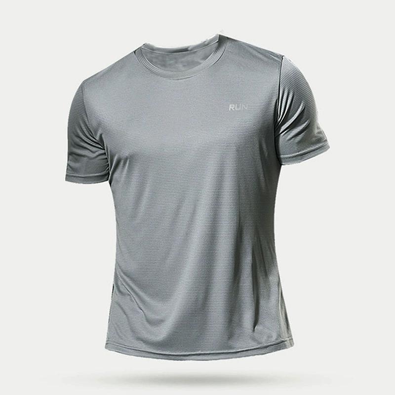 Men's Summer Sports T-shirt Ice Silk Loose Speed Drying Fitness Half Sleeve Large Top Casual Cool Breathable Short Sleeve