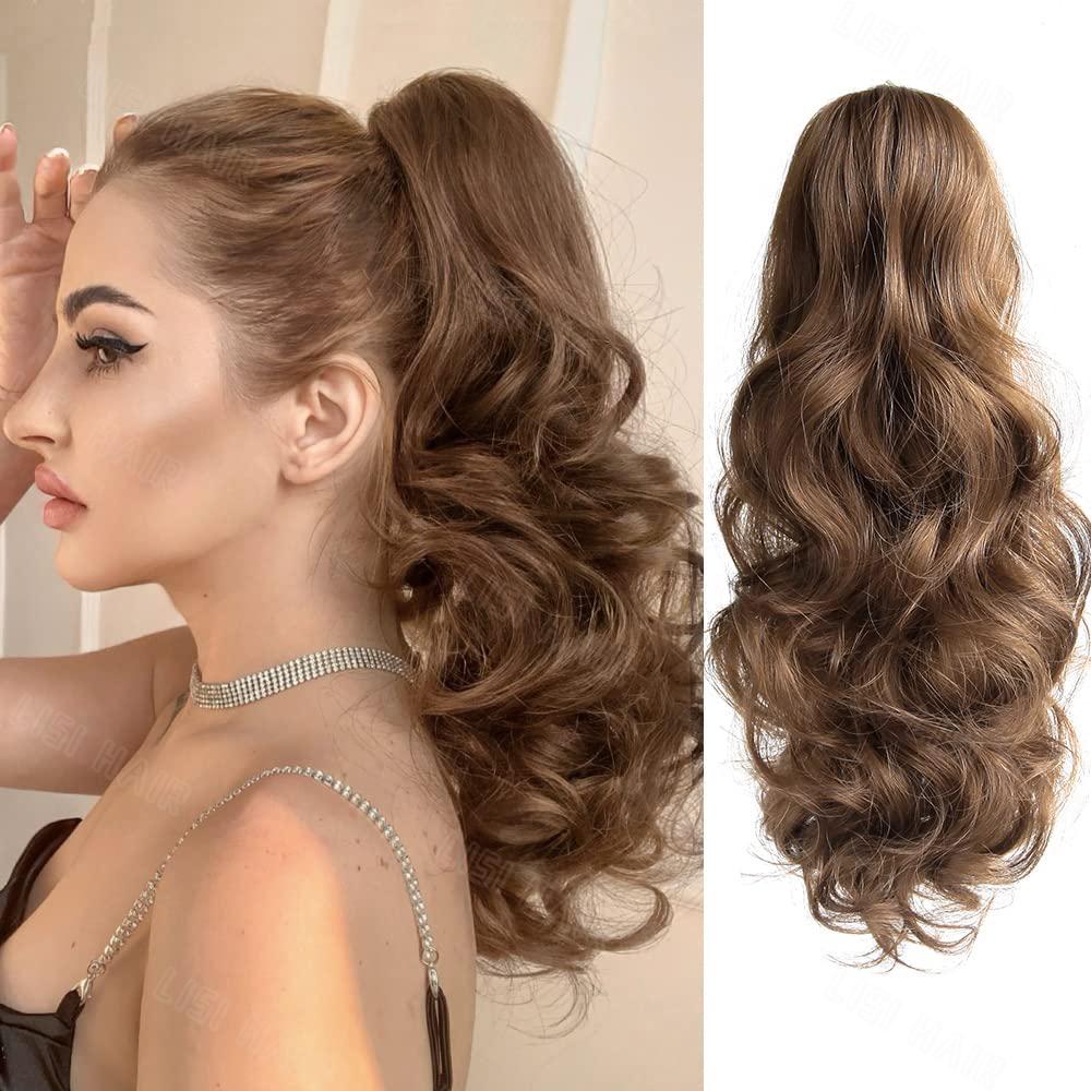 Synthetic Long Claw Wavy Curly Ponytail Wig Extensions Clip Daily Fluffy Pony Tail Hair Piece For Women