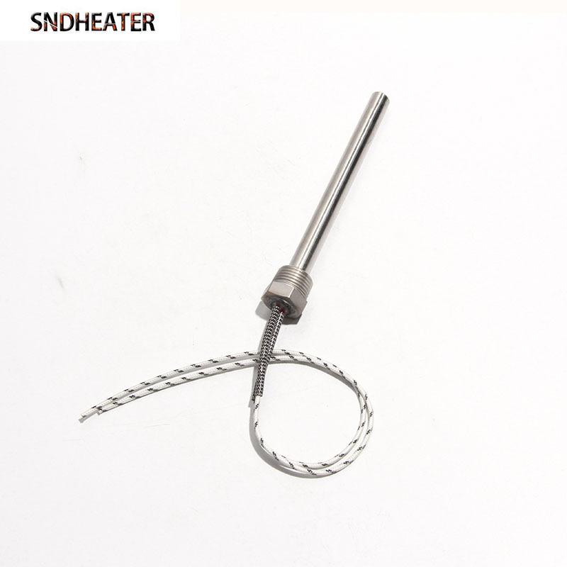 SNDHEATER 1pc DN15/21mm Threaded Cartridge Heater 12V/24V/36V/48V 304SS Single Head Thread Heating Tube12x50-200mm 100-350W