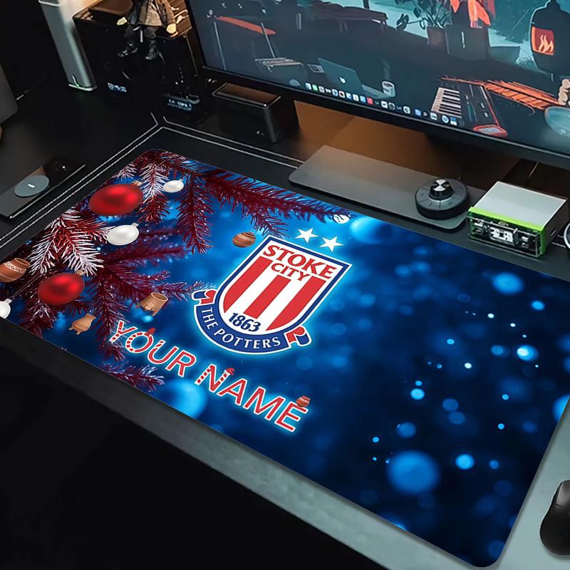 Custom Name Stoke City FC Print Cushion Non-slip Laptop Tablet Big Mousepad XXL Mat Mini PC Playmat With Lock edge