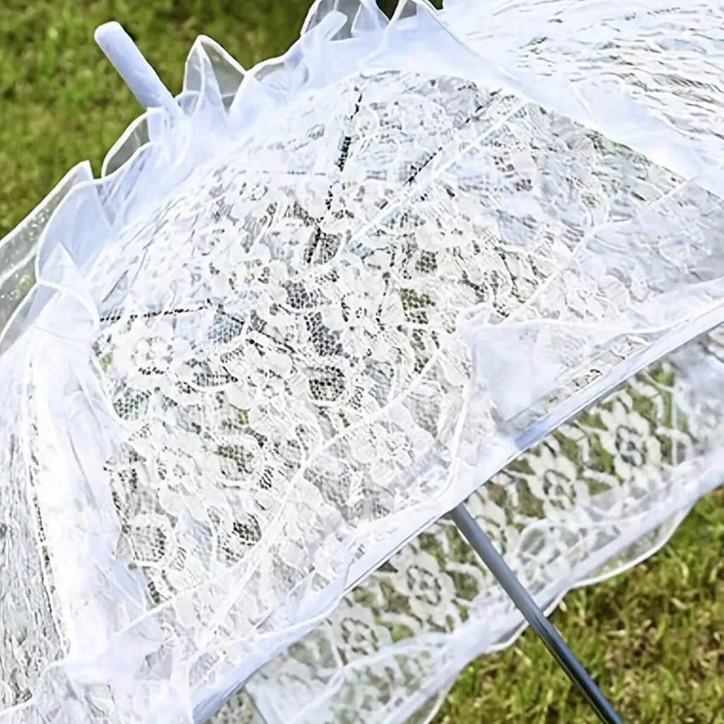 Элегантный белый кружевной зонт, романтический кружевной зонт от солнца для невесты, идеально подходит для реквизита для фотостудии, свадебной церемонии, вечеринки, девичника, дня рождения