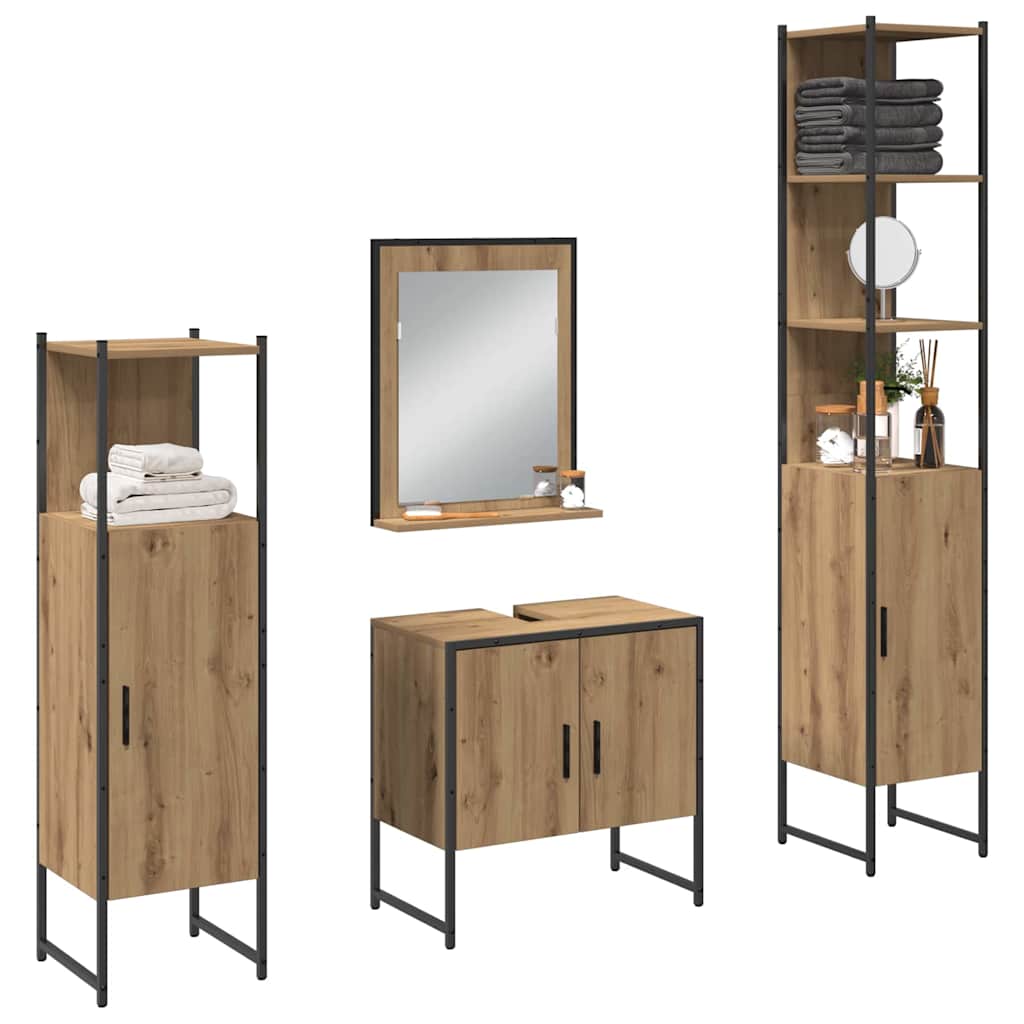 Bathroom Furniture Set with Storage 4 pcs Brown 33 x 33 x 185.5 cm