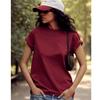 Light Gray Short sleeve T-shirt Women 2025 New Summer Cotton Loose Bottoming Shirt Basic Shoulder Solid Half Sleeve