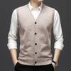 Men Autumn Sleeveless Single Breasted Pullover Vests Knitted Work Sweater