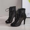 Women High Heeled Sandals Sexy High Heels Party Shoes Summer Mesh Peep Toe High Heels Boots Latin Jazz Dance Shoes Pumps