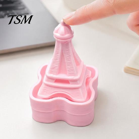 Fidget Button Toy Iron Tower Shape Clicker, Stress Relief Desktop Ornament, 3D Miniature Ornament Decor Printed Portable Toy, for Office Desk
