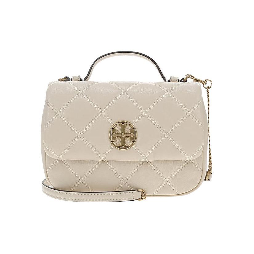 Tory Burch TB-Willa Solid Color Diamond Quilted Flap Chain Shoulder Crossbody Bag Women handbags Cheese-White 153399-724