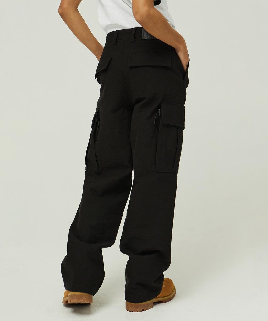 MAGOODGAN Farburn 4411 Satin Cotton Wide Fit Navy Cargo Pants