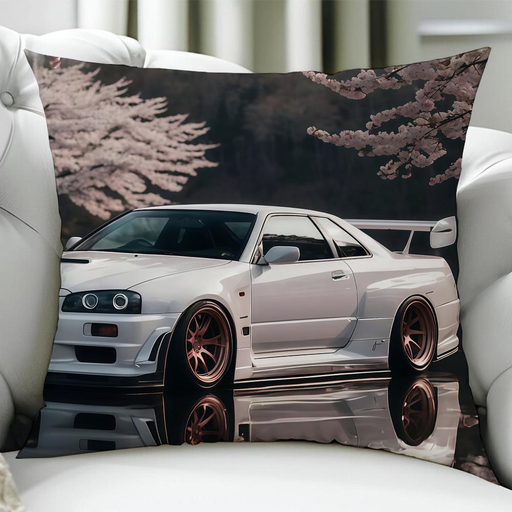 NNissanES GGGTRES Cool Car cushion cover Birthday Anniversary Gifts Double Sided Printed Zipper Cushion Cover