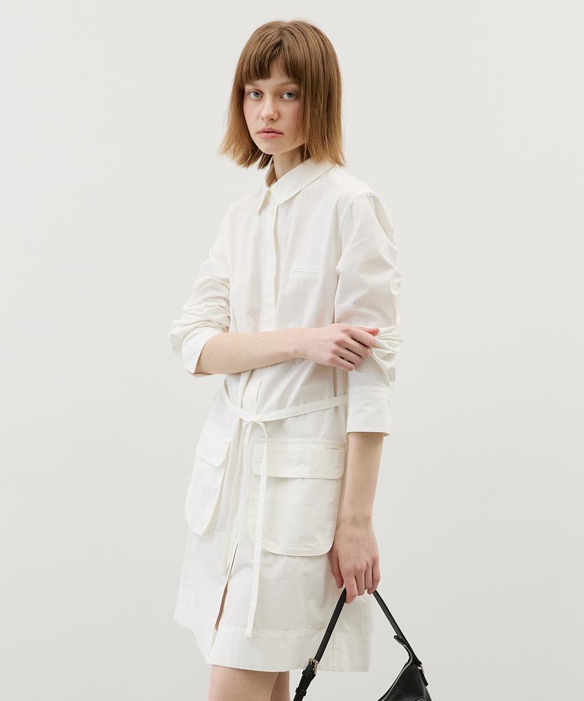 City Breeze Utility Belted Dress_White