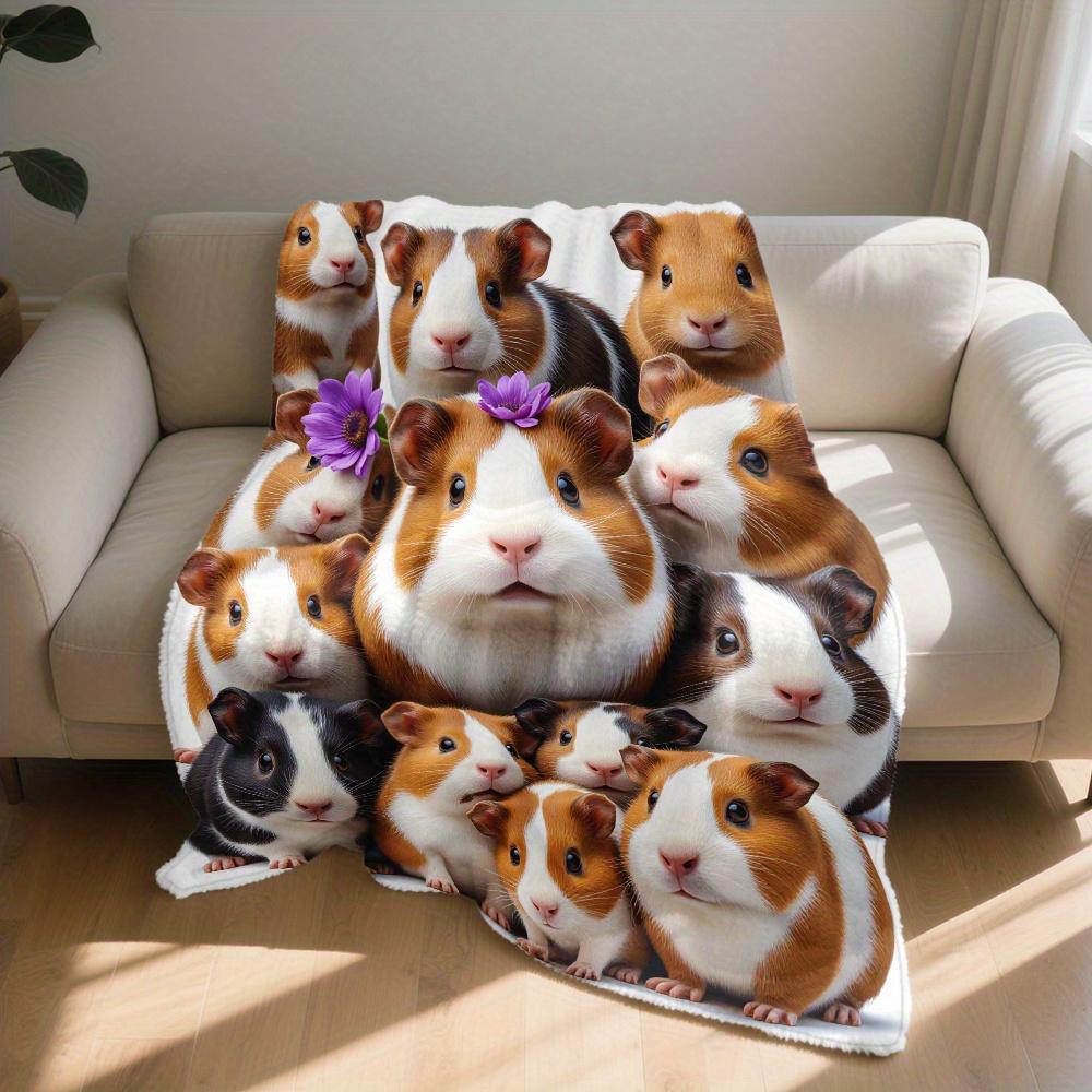 Rabbit fur flower pattern Flannel printed blanket suitable for all seasons suitable for living room office sofa and travel