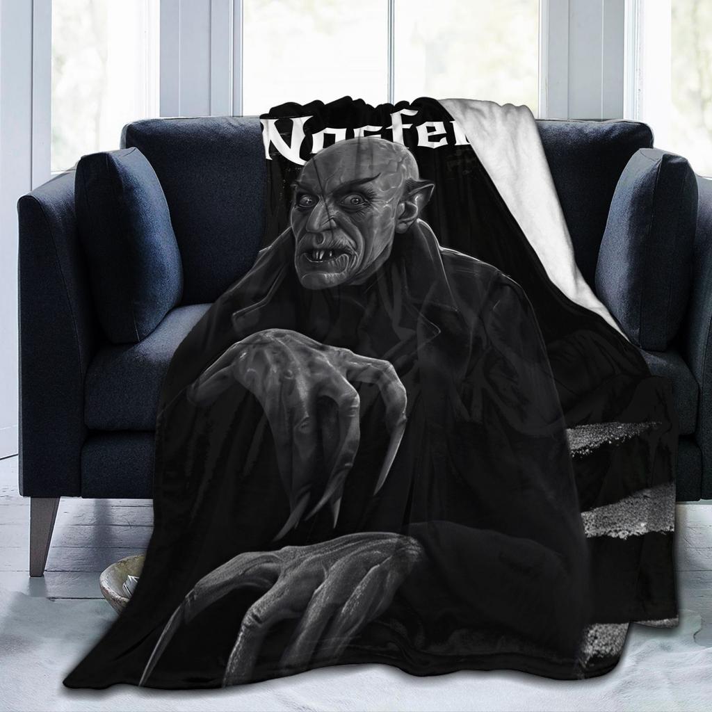 Nosferatu Vampire Dracula Fleece Throw Fashion Blankets Horror Movie Halloween for Bedding Knitted Fashion Blanket Travel Warm Multifunction
