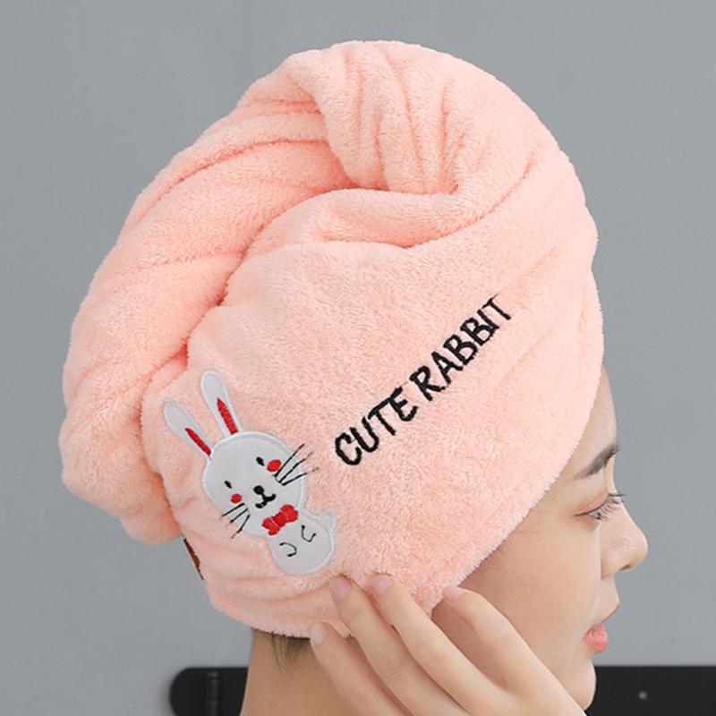 Волшебная шапочка для душа из микрофибры, двухслойное вышитое полотенце, шапочки для ванны, шапочка для сухих волос, быстросохнущая мягкая шапочка для леди, тюрбан