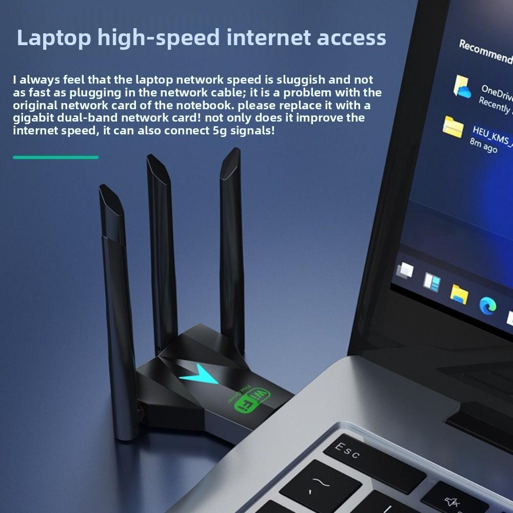 4-Antenna Design Dual Band WiFi USB Adapter USB3.0 Interface Dual Band 2.4G/5Ghz 1300Mbps WiFi Dongle Driver Free Powerful