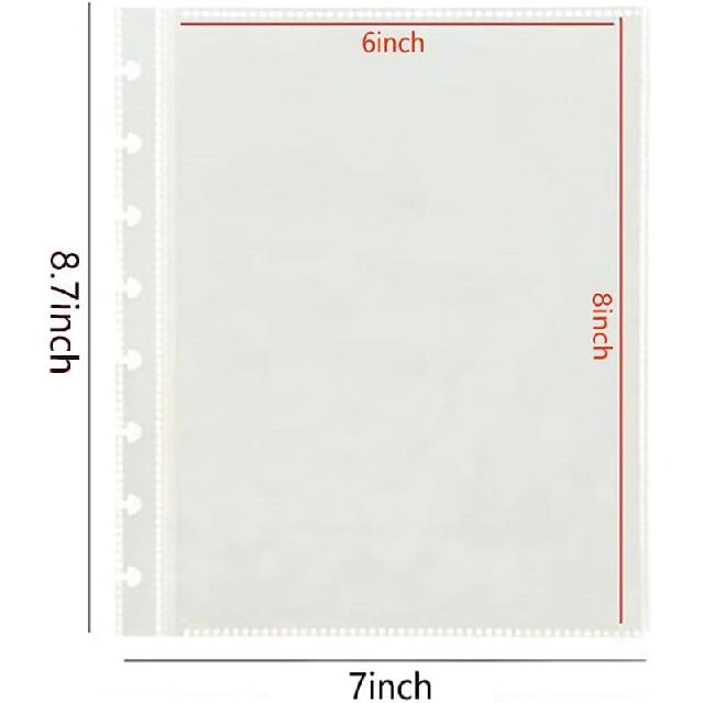 25 Pack Refill Sheets, 50 Photo Sleeves 6x8, 8 Ring Binder Pockets, Each Page Holds Two Pictures, Archival Photo Protectors