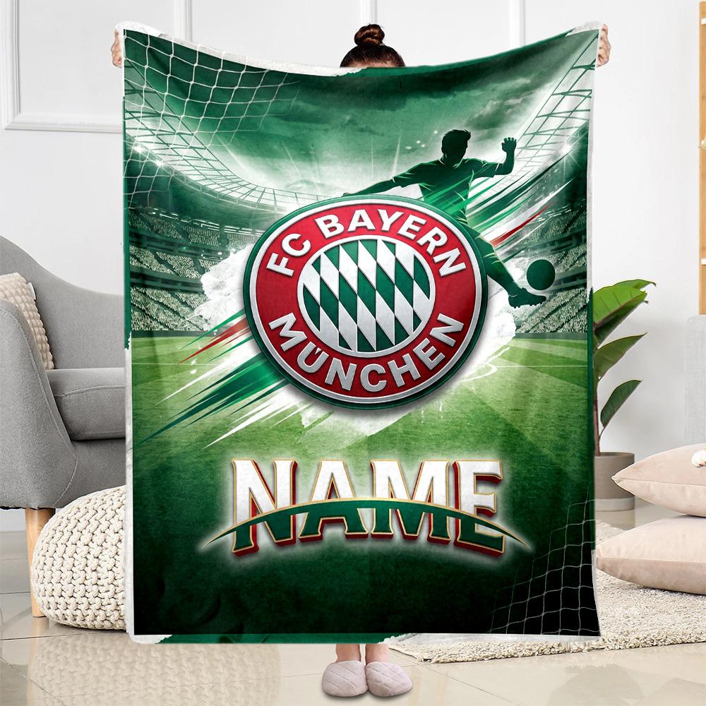 Bayern Munich Soccer Jersey Customize Your Name Blanket Throw Personalized Blanket Soft & Cozy Great for Nap Home Decor Seaside Office