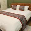 European Cotton and Linen Bed Flag with Diamond Shaped Flower Pattern Beds End Towel Hotel Homestay Special Bedding Bed End Cover Cushion Pillow