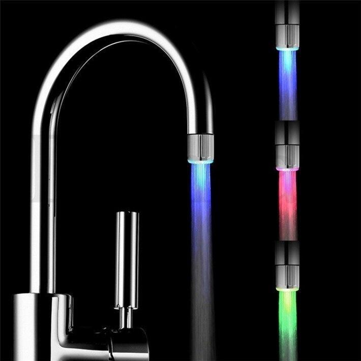 Светодиодная потоковая лампа для крана, 7 цветов, переменный свет, смеситель для душа, датчик давления, температура в ванной, кухонные аксессуары
