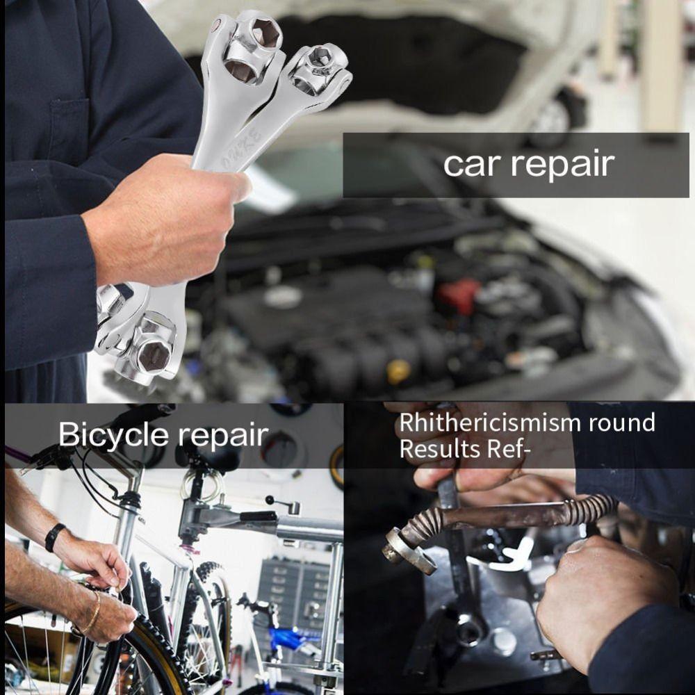 Metric 12-19mm Socket Wrench 360 Degree Rotating Head Flexible Dog Bone for Home and Car Repair
