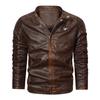 Мужская кожаная куртка с потертым воротником-стойкой, мотоциклетная кожаная куртка, мужская ретро-куртка в стиле ретро
